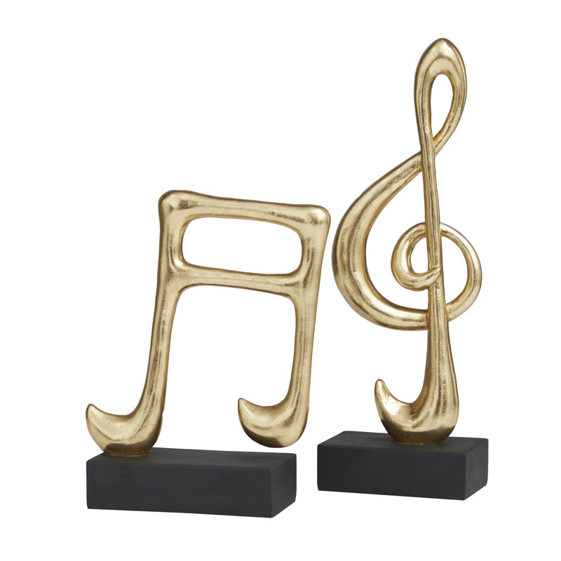 Sculpture The Mahnaz en résine avec notes de musique et base noire