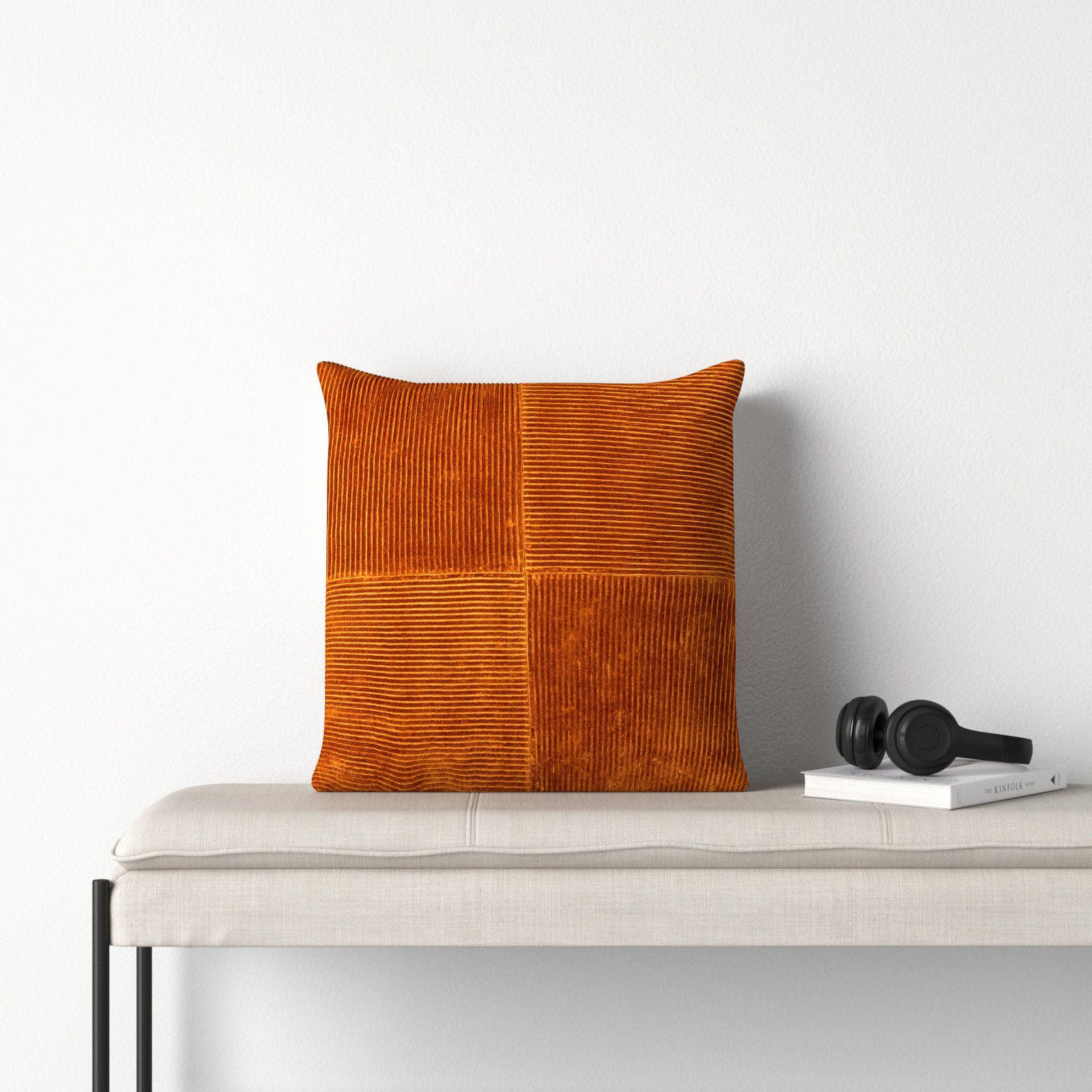 Selma Cotton Throw Pillow, 22" x 22", Brick Red