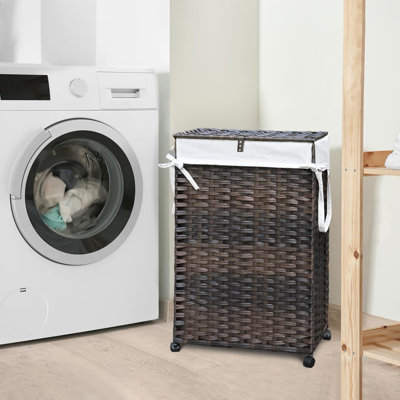 Slim Laundry Hamper with Lid & Wheels