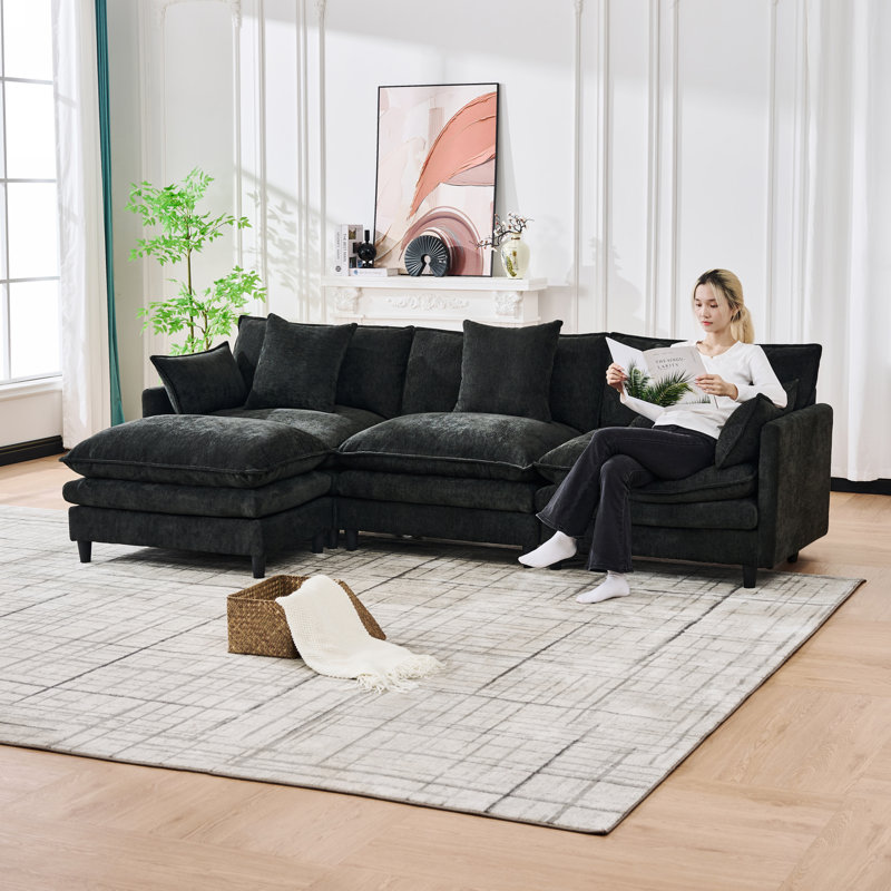 Canapé modulaire en forme de U de 140,9 pouces avec repose-pieds et coussins moelleux pour le confort du salon ou de la chambre à coucher.