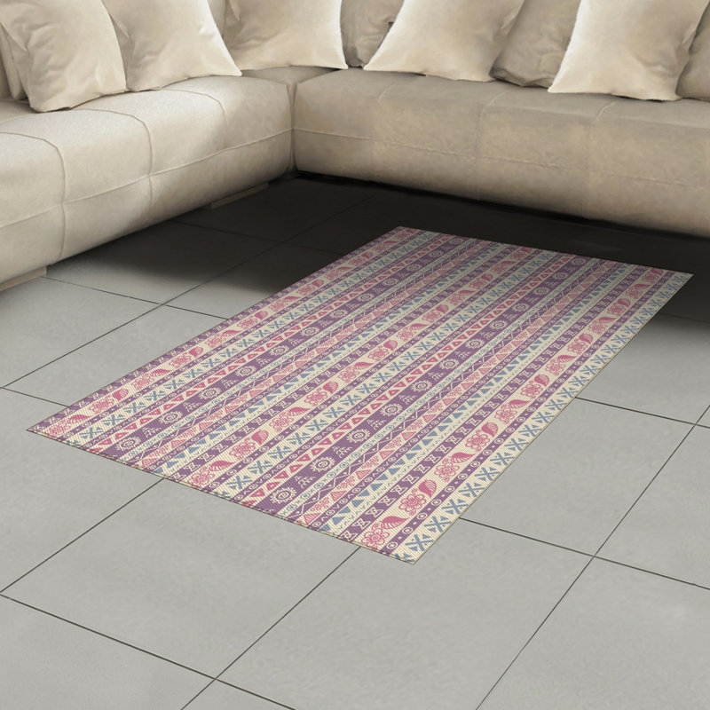 Ethnic High Density Long Fiber Poly Threads Decorative Area Rug Carpet, Rectangle 4' x 5'8"