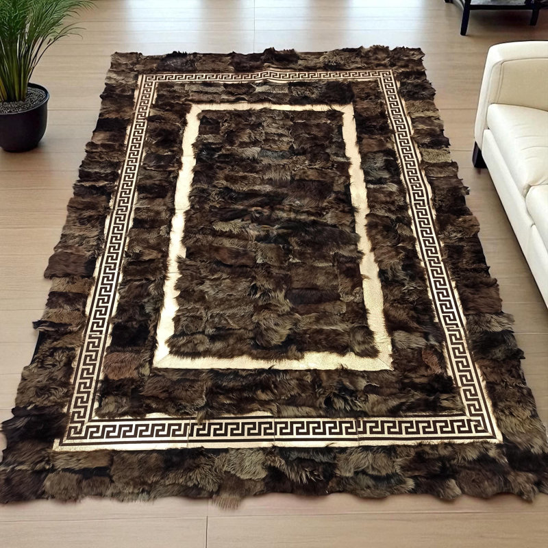 Tapis brun foncé en cuir toscan, Rectangle 10 pi x 14 pi