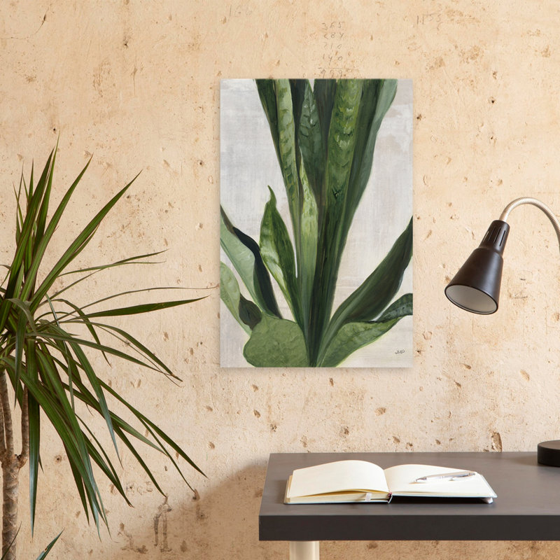 Botanique et crème, étude tropicale III, art, H 24 po x l 16 po
