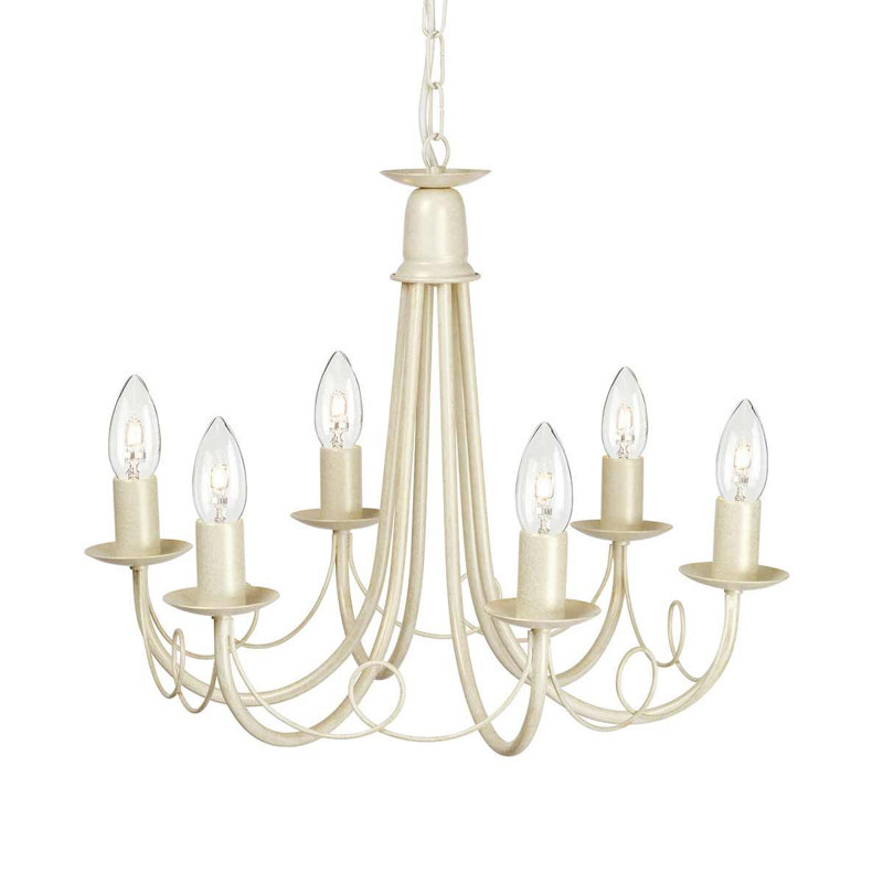 Cline 6 - Light Candle Chandelier, Ivory/Gold