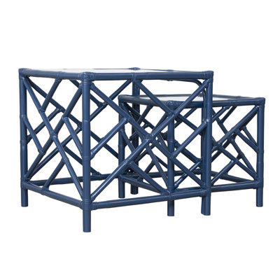 Chippendale Glass Nesting End Table