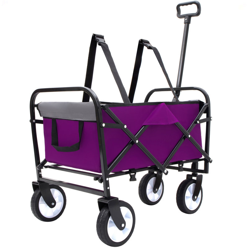 Chariot pliable à roulettes pliable avec roues, Mauve, 37.4" H x 26" W x 17.3" D