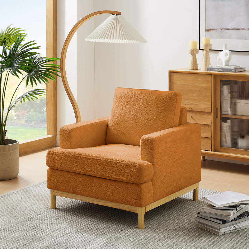 Deandrew 33.5'' Wide Accent Chair, Curry Boucle