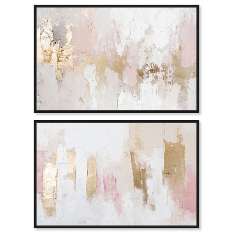 Rustic Elegance Set Canvas Set of 2 Calming Wall Art by, 10" H x 15" W, Black Floater Framed
