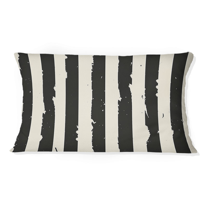 Coussin lombaire Glam Sparkling Stripes, Noir / blanc