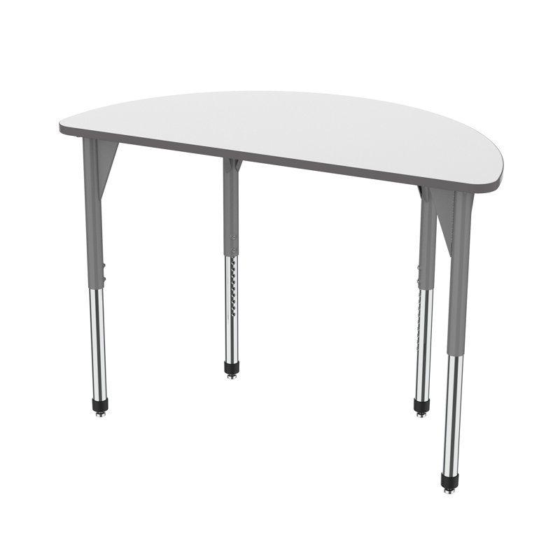 Table d’activité à demi-cercle à hauteur ajustable tableau blanc Premier Series, H 42 po x l 30 po x L 60 po, Gris