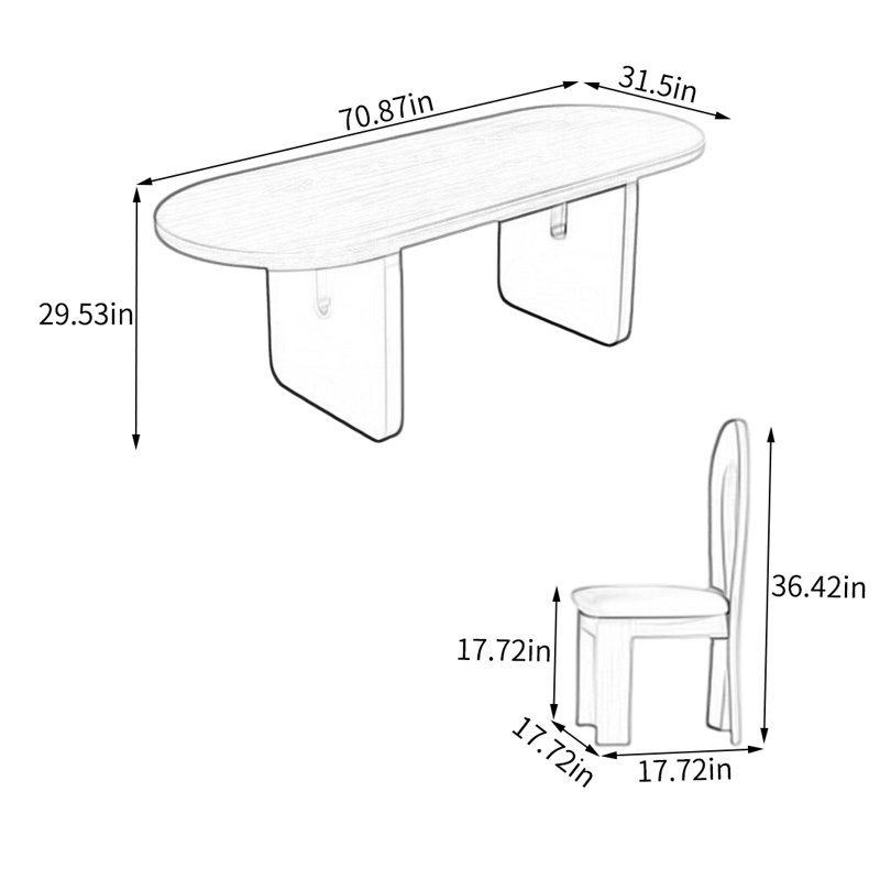 Ensemble de salle à manger Zanilah, Blanc, H 29,53 po x L 70,87 po x l 31,5 po, 5