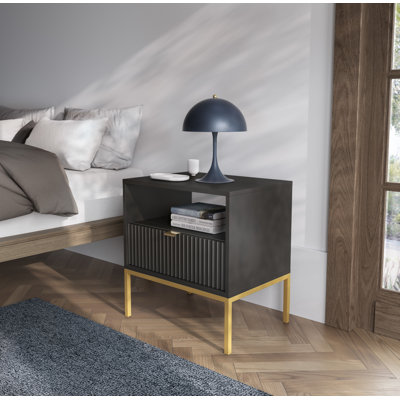 Bernhardine 54 cm W Steel Bedside Table