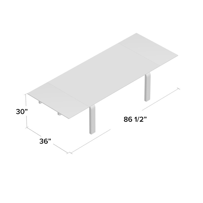 Calvert Contemporary Extendable Glass Dining Table with Chrome Base