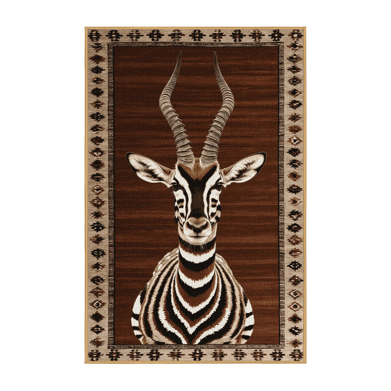 Washable Kudu Wildlife Area Rug, Rectangle 8' x 10'