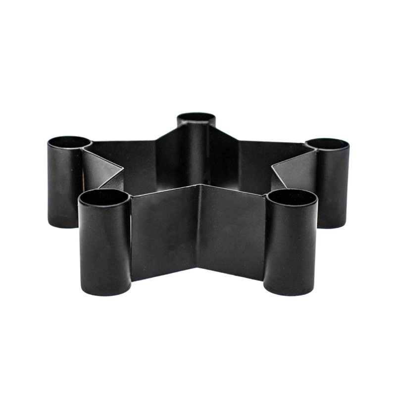 Star Shaped Centrepiece Dinner Candle Holder in Black H7Cm W25Cm