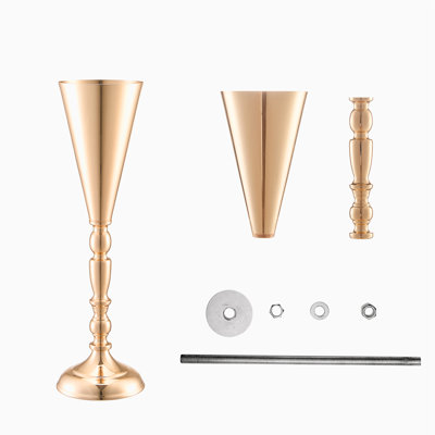 Vase à fleurs 10 pièces 43 cm / 16,9 po, pièce maîtresse de trompette de mariage en métal, présentoir floral doré pour tables, fête de mariage, décoration de fête d'anniversaire