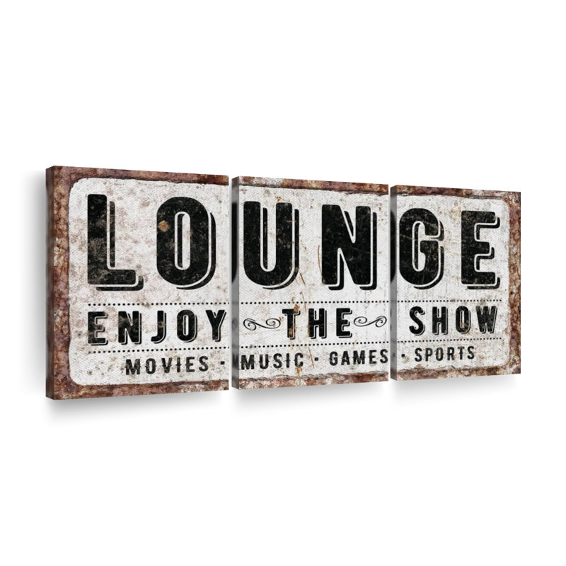 " Lounge Bar Sign " 3 - Pieces, 30" H x 62" W x 1.25" D