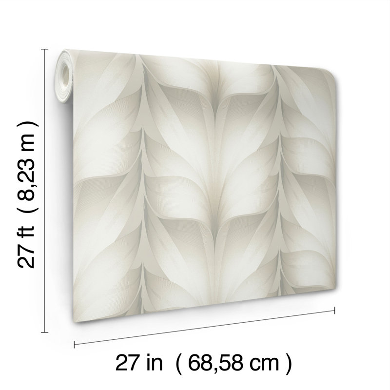 Papier peint à rayures Lotus, Blanc