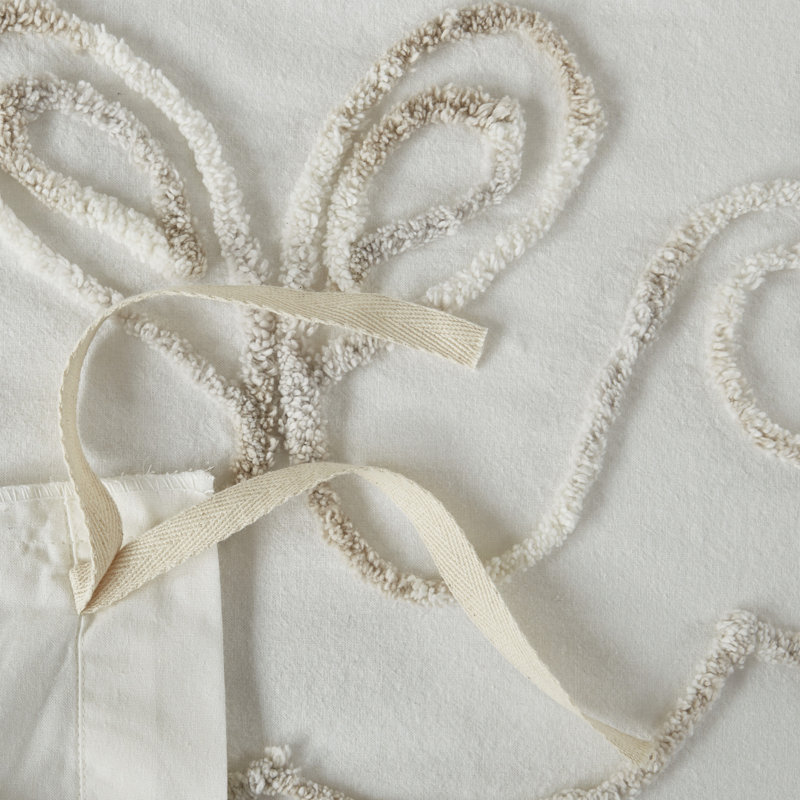 Ivory and Taupe Cotton Chenille King/Cal King Duvet Cover Set