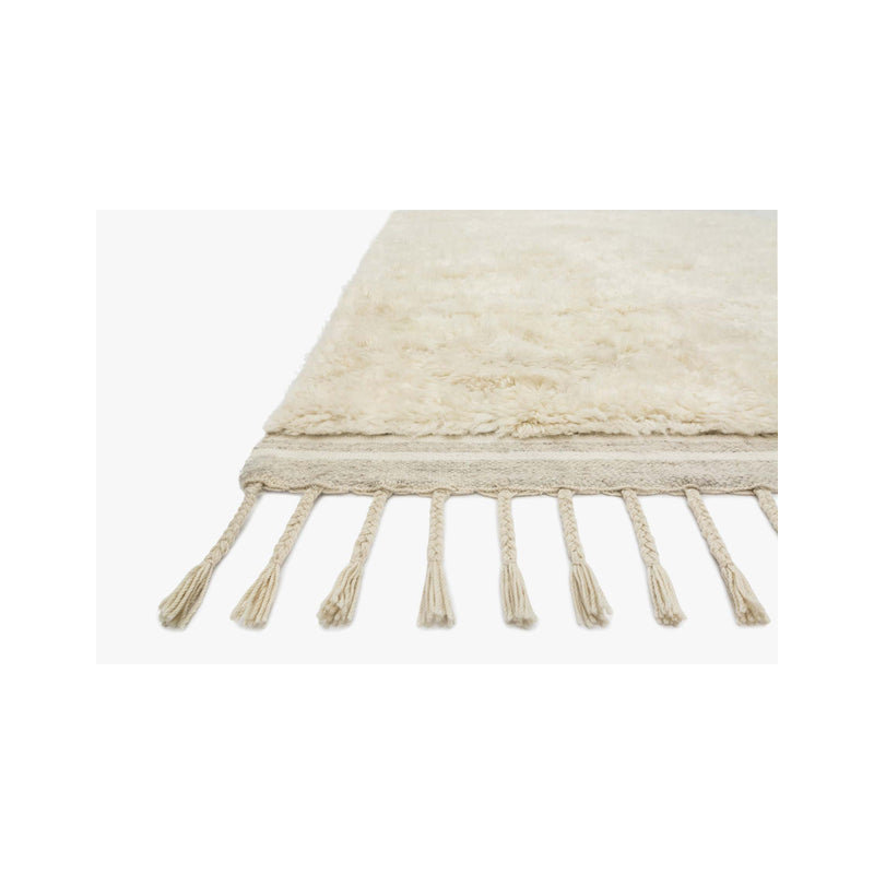 HYGGE Hand Knotted Wool Geometric Area Rug in Oatmeal/Ivory, Rectangle 5'6" x 8'6"