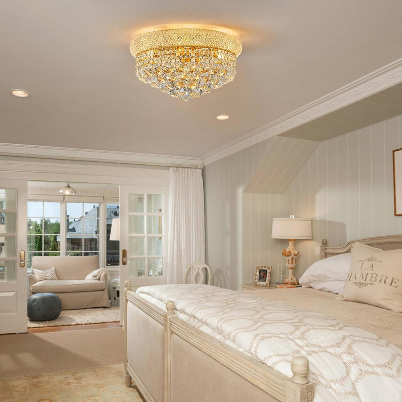 Modern 18" 4-Light Round Crystal Flush Mount Ceiling Light