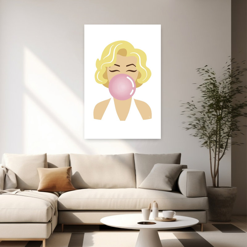 Blonde Bubble Gum Pop Abstract Classic Modern Wall Art Print by Martina - Wrapped Canvas Print, 152.4cm H x 101.6cm W