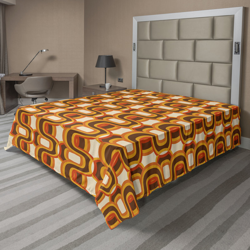 Ambesonne Flowers Flat Sheet Nostalgia Farmhouse, Beige Apricot Seal Brown