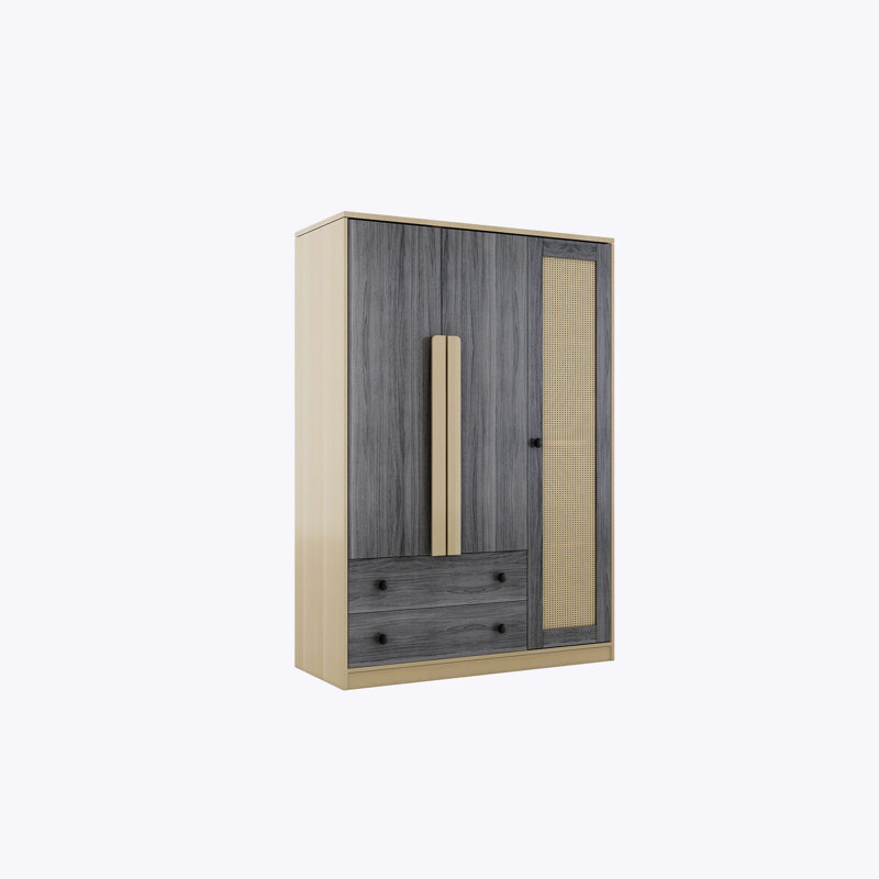 Armoire avec 3 portes et 2 tiroirs, Gris naturel