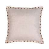 Herringbone Appliqued Linen Pillow Cover