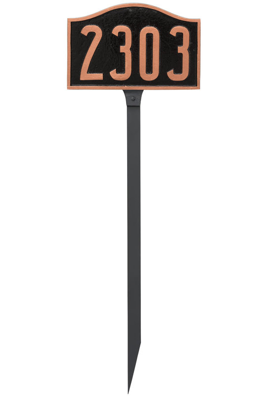 Enseigne d’adresse pour pelouse sur 1 ligne, Noir / Cuivre