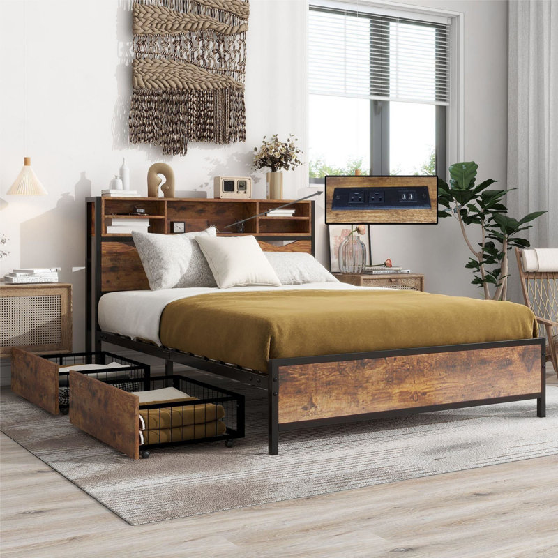 Yasira Metal Storage Bed, Queen