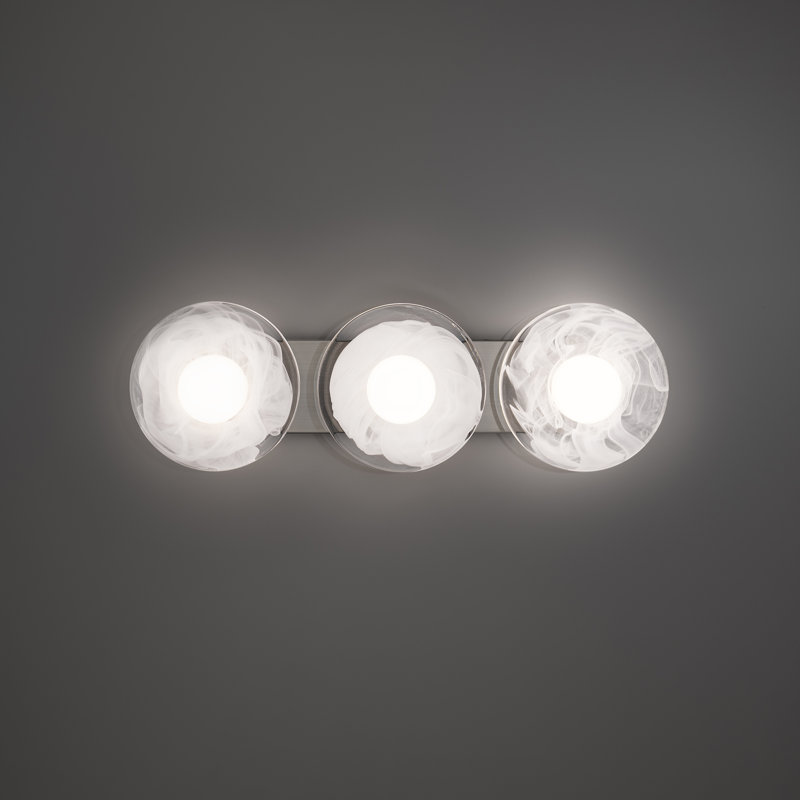 Fresco 34" Dimmable LED Bath Vanity & Wall Light With Artisanal Glass Shade, 3000K Color Temperature, Brushed Nickel