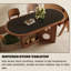 Table de salle à manger ovale brune en fritté avec compartiment de rangement latéral-538960581