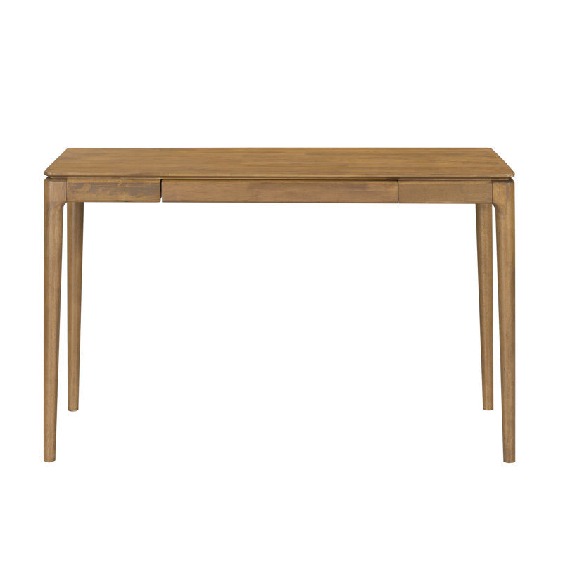 NTC Mingle Modern Wooden Rectangle Desk Table with Hidden Drawer – Waterproof & Heat Resistant, Teak Look, Teak Look
