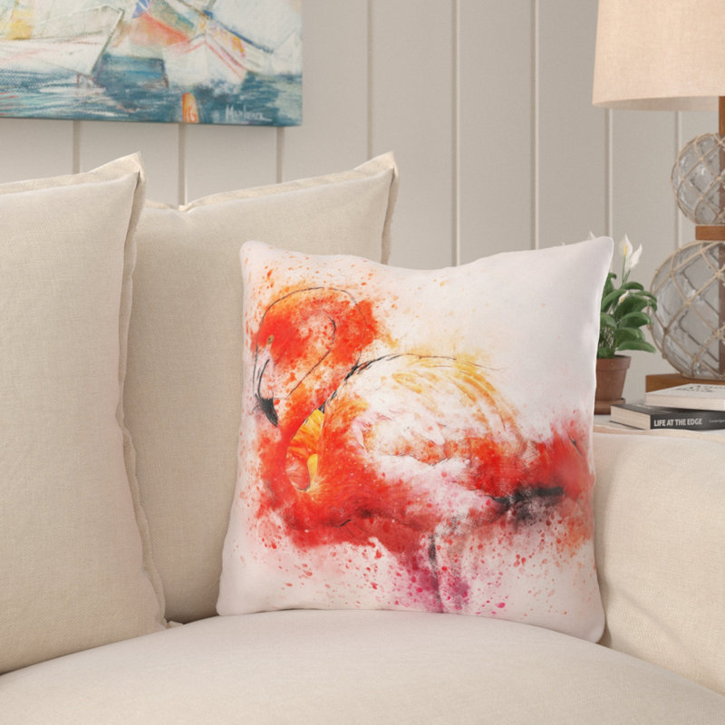 Coussin flamant rose , Synthétique, Extérieur