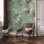 City Romance Collection Green Large Floral 4-Panel Wall Mural