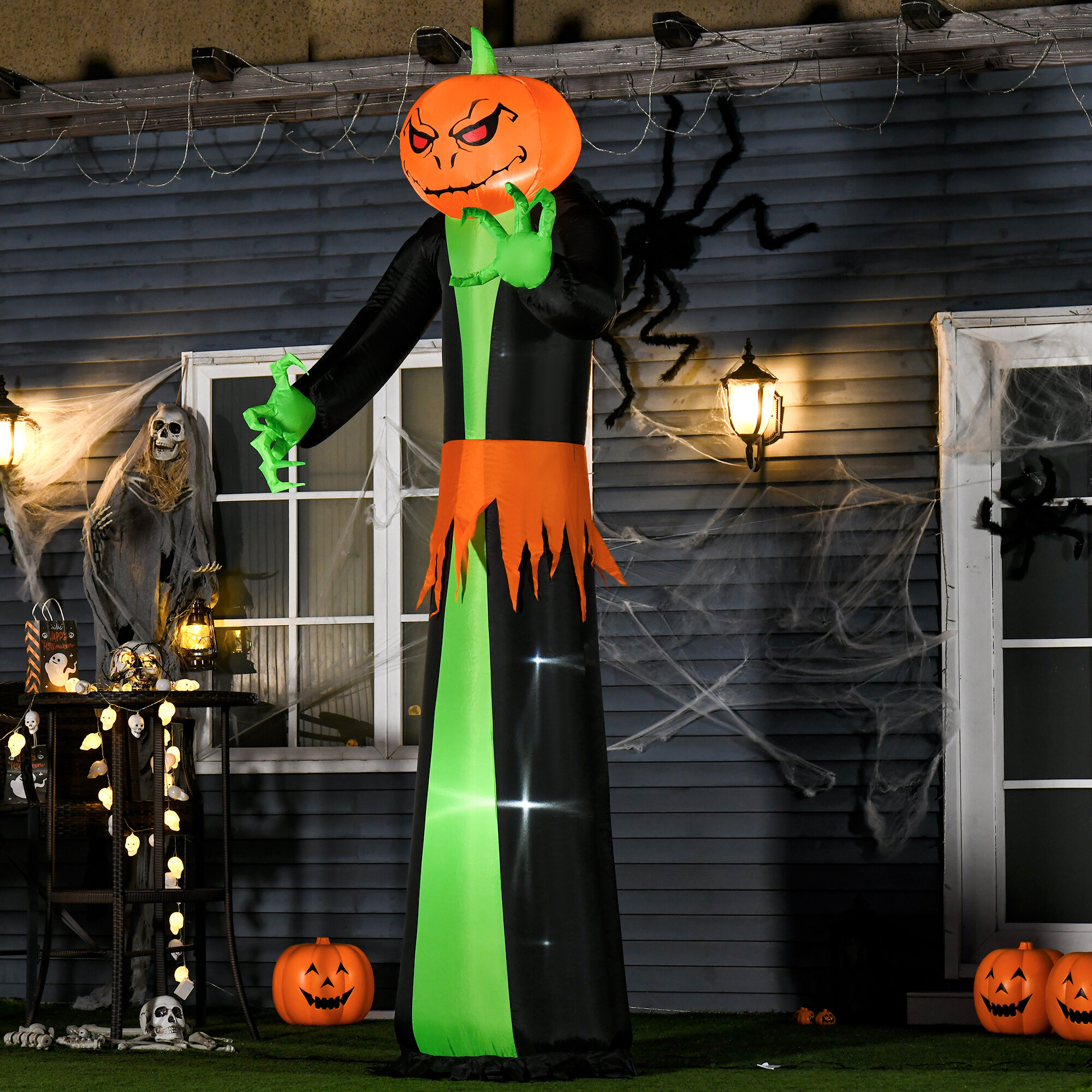 The Twillery Co ® The Holiday Aisle® 9ft Inflatable Halloween Pumpkin Head Ghost With Build In