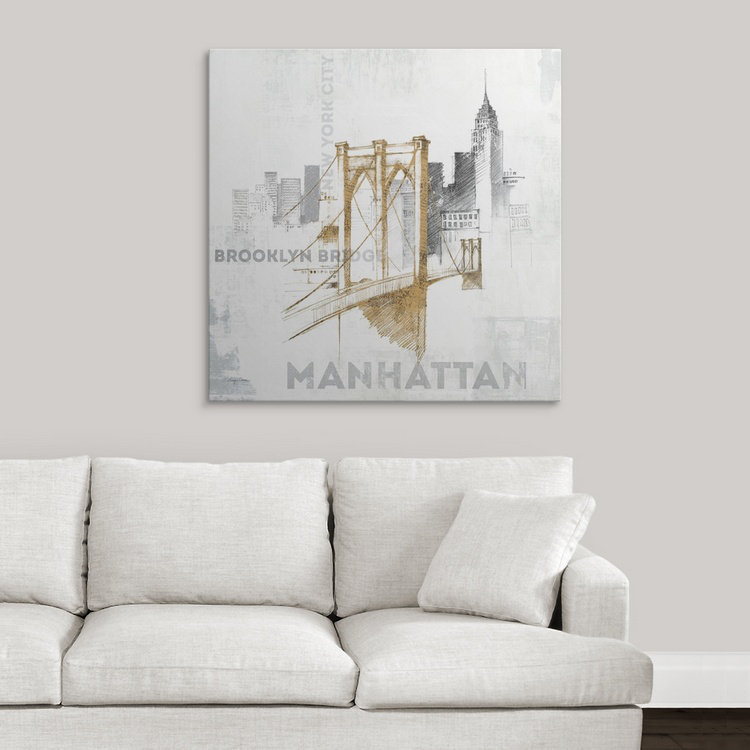 «Brooklyn Bridge», impression de Kiralynn, H 35 po x l 35 po x P 1,5 po, Toile