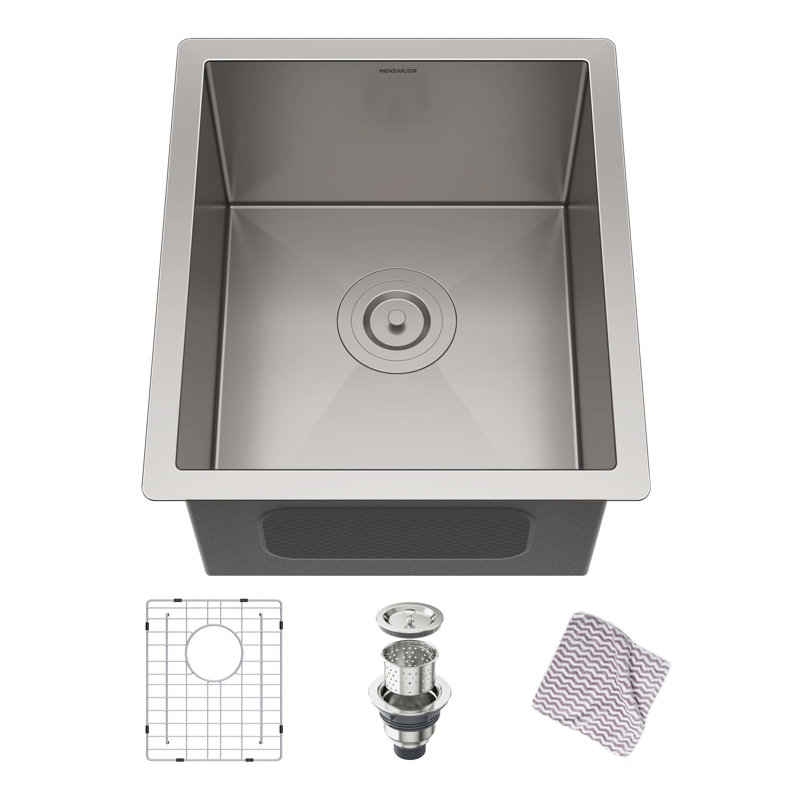 15x17x9 inch, 16 Gauge Stainless Steel Single Bowl Undermount Kitchen Sink,  Wet Bar Prep Sink