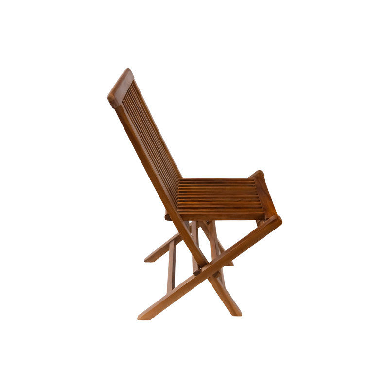 Nordic Teak Brown Armless Folding Patio Chair