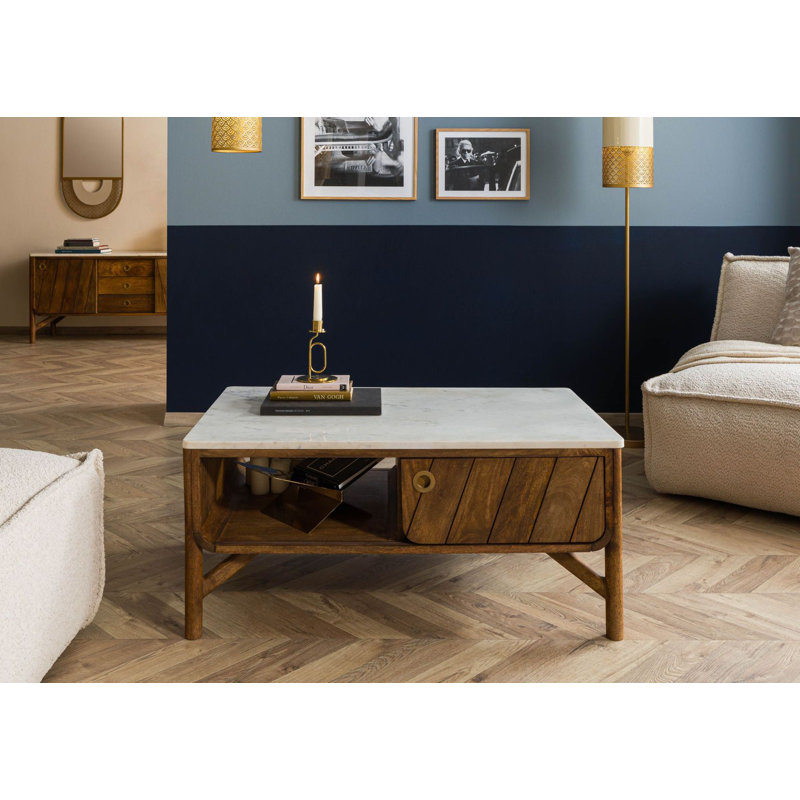 LOS ANGELES Coffee Table with Storage, Highgloss Sand Grey
