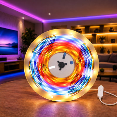 For bedrooms, gaming setups, TVs, or general home decor, this 16.4ft RGB strip provides DIY color modes, music synchronization, and smart-app operation.