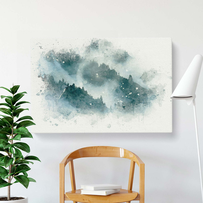 Grey Wolf In A Winter Forest In Abstract - Wrapped Canvas, 35cm H x 50cm W x 3cm D