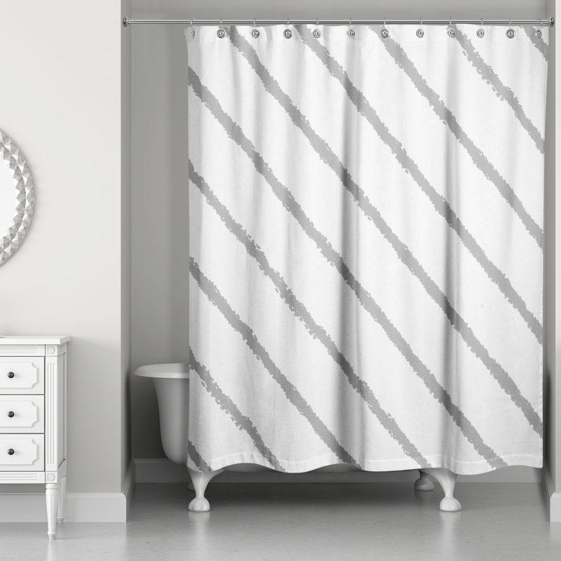Toran Striped Shower Curtain, Gray