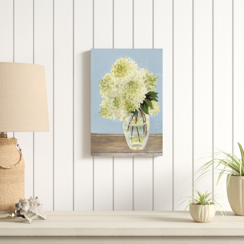 «Hydrangea Vase II», peinture sur toile, H 18 po x l 12 po