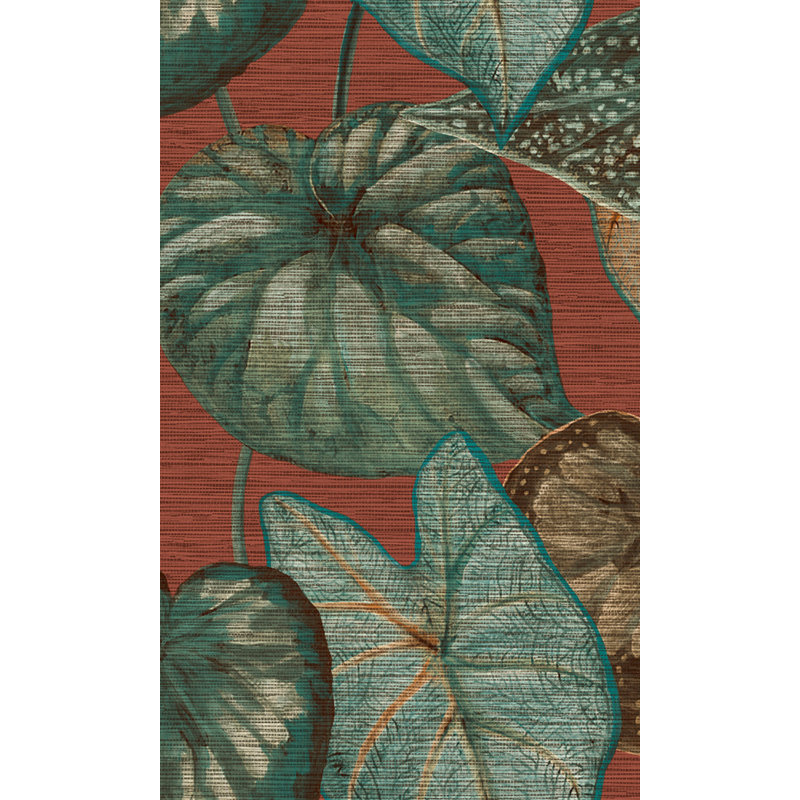 Rouleau de papier peint texturé L 33 pi x l 21 po Azjon, Rouille / vert