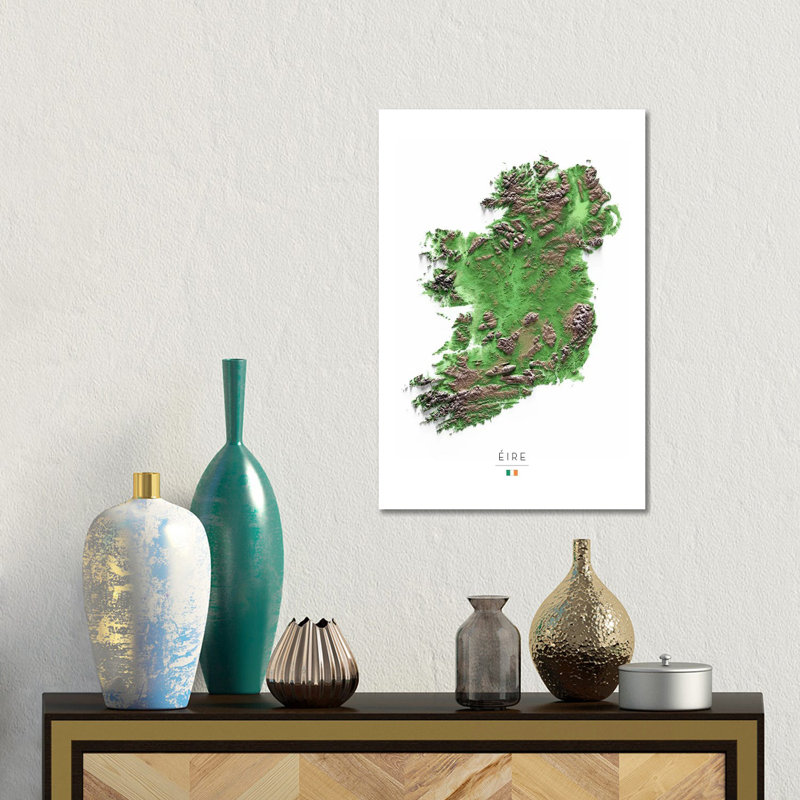 Irlande - reproduction d'art murale encadrée, Toile tendue, Ne s’applique pas, H 18 po x l 12 po
