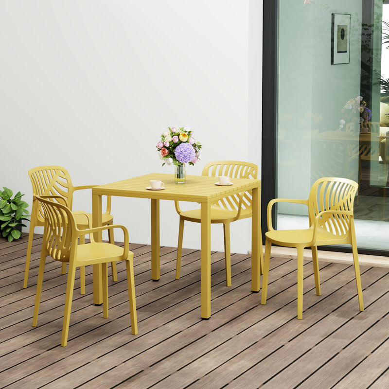Ensemble repas carré pour 4 personnes, Yellow