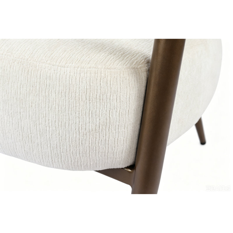 Chaises d'appoint Comfort, structure en métal et tissu blanc, salon moderne pour la maison