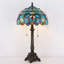 Lampe de table Tiffany 12 x 12 x 21 pouces en verre coloré bleu vert